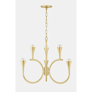 Aviana 6 Light 27 inch Aged Brass Chandelier Ceiling Light
